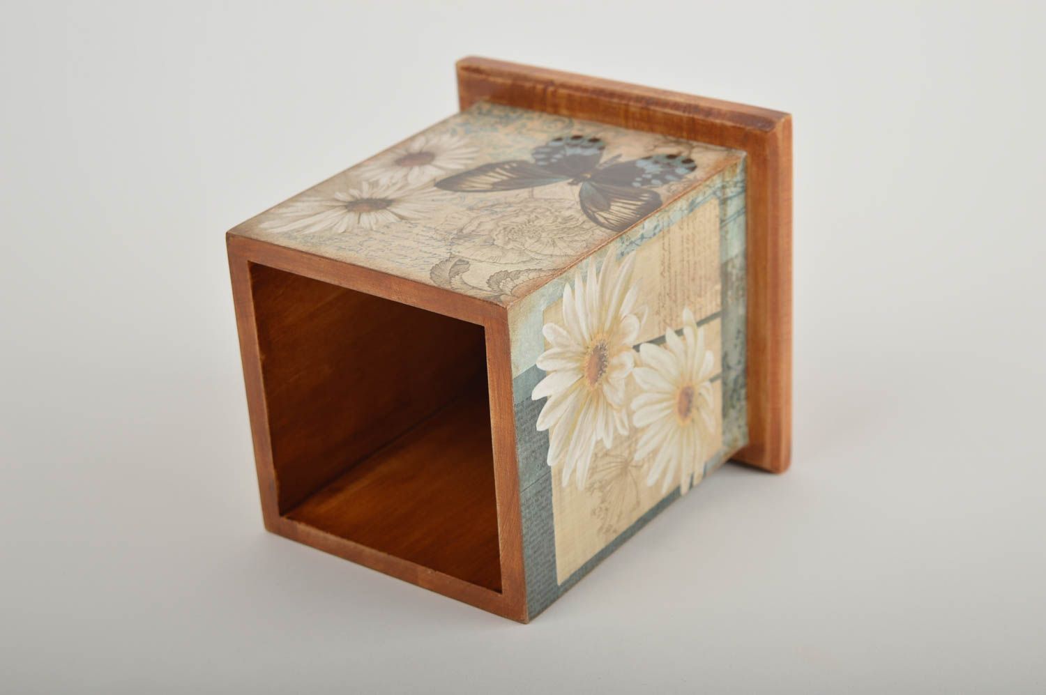 Handmade Behälter aus Holz Deko aus Holz Accessoire für Küche Decoupage Technik foto 4