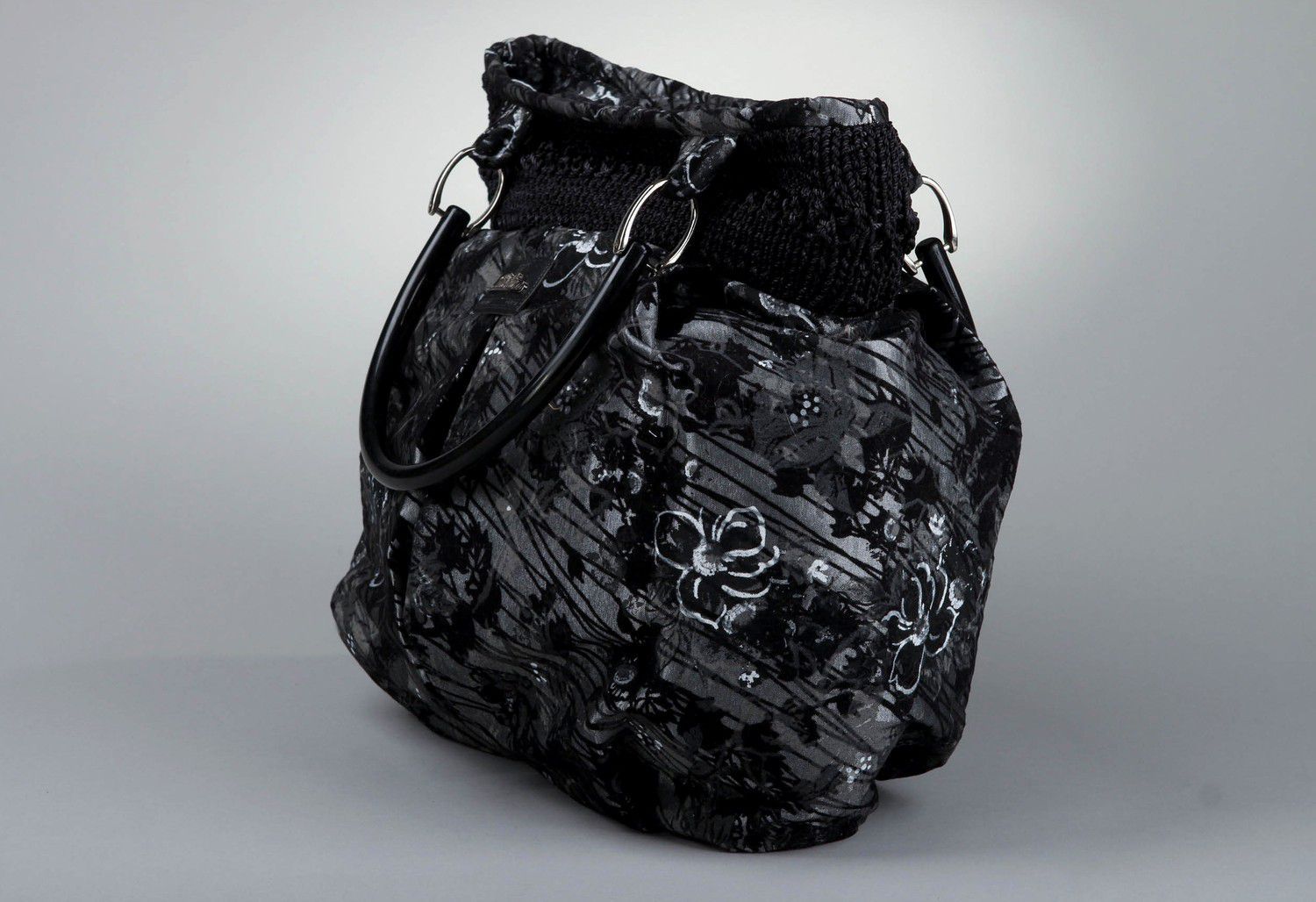 Schwarze Tasche aus Textil  foto 3