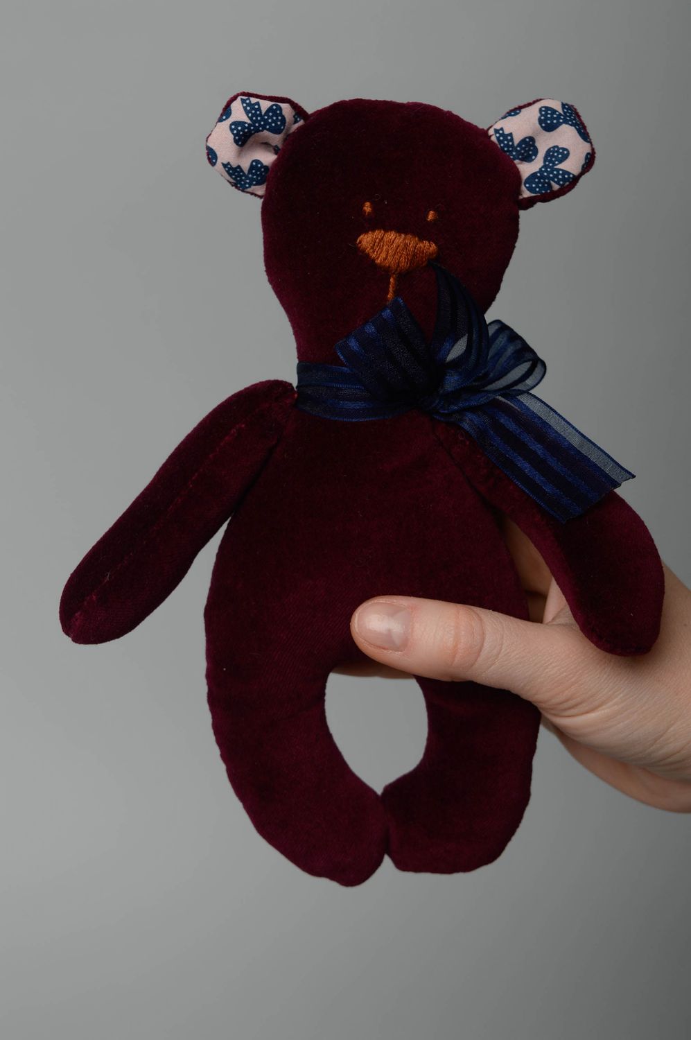Текстильная игрушка мишка из велюра фото 3