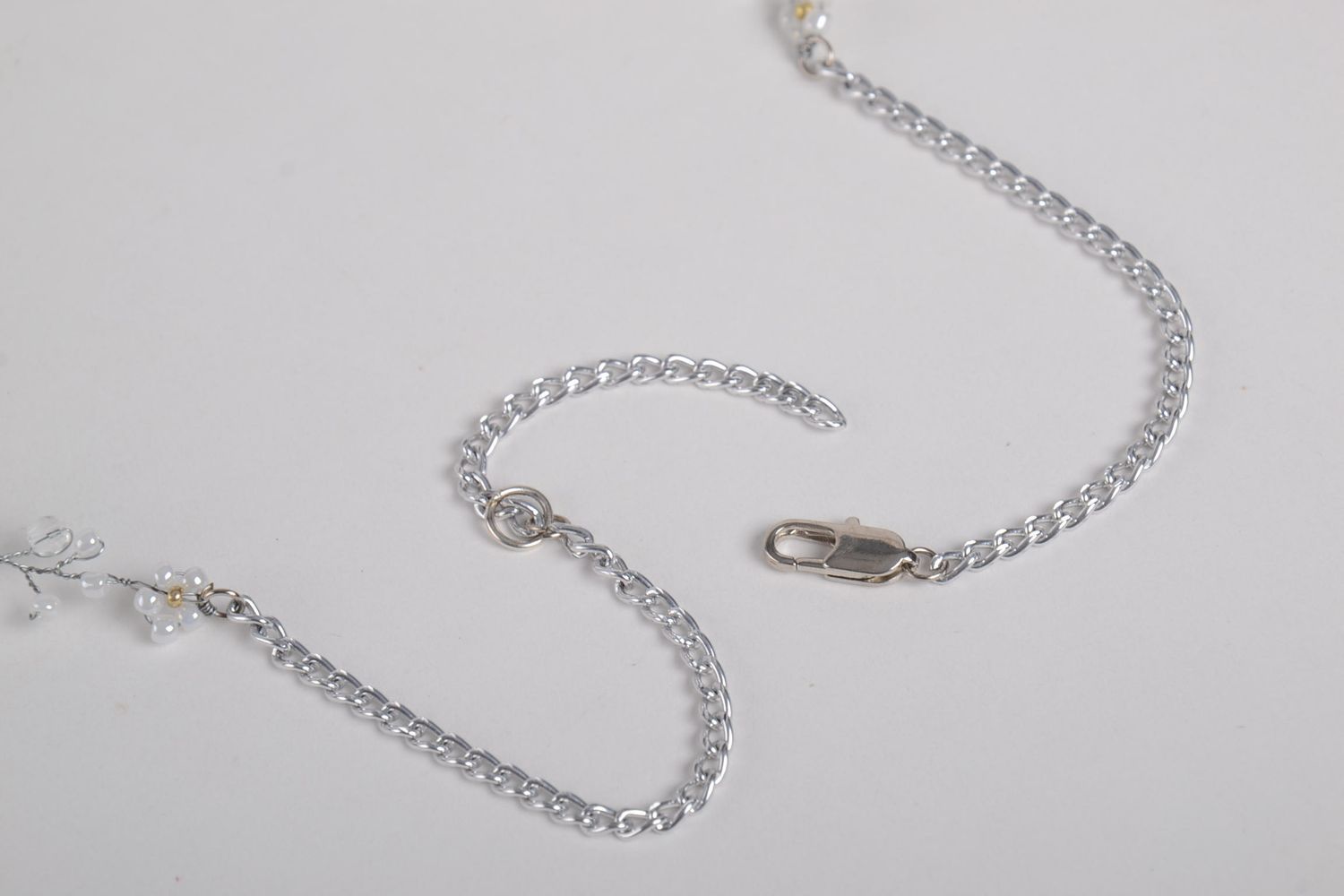 Колье из бисера ручной работы модная бижутерия ожерелье из бисера светлое фото 4