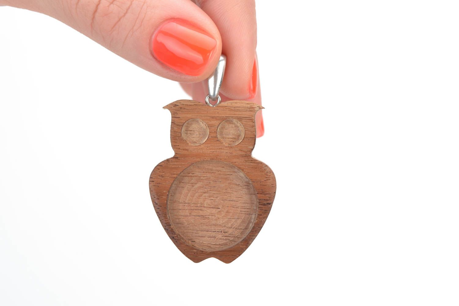 Support pour pendentif en bois en forme de hibou fait main joli original photo 5
