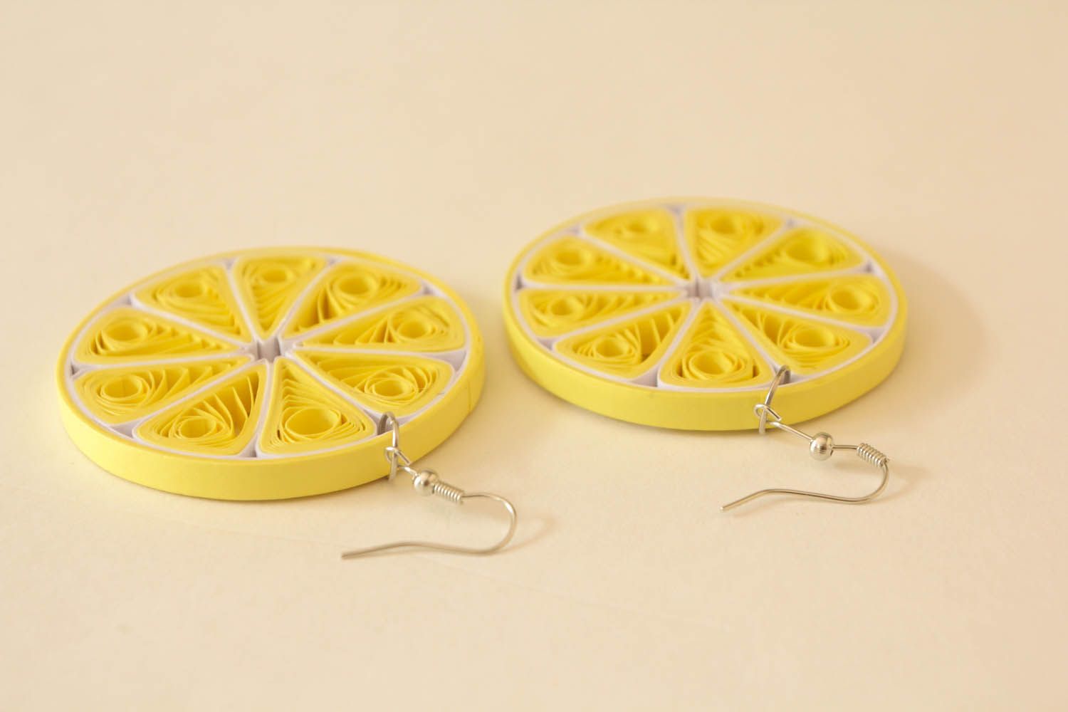 Round handmade earrings Lemons photo 2
