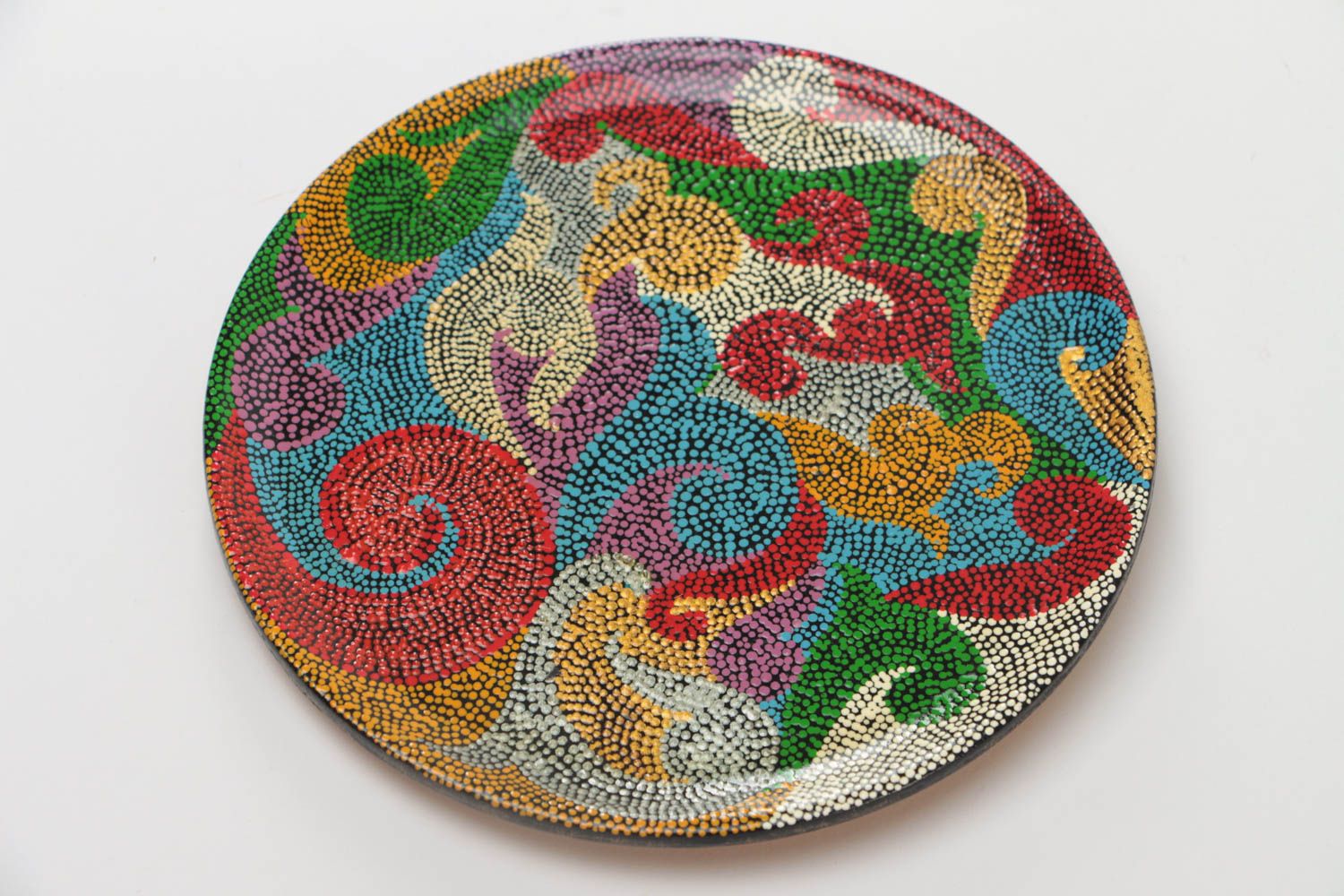 Декоративная тарелка с росписью красками ручной работы авторская красивая яркая фото 2