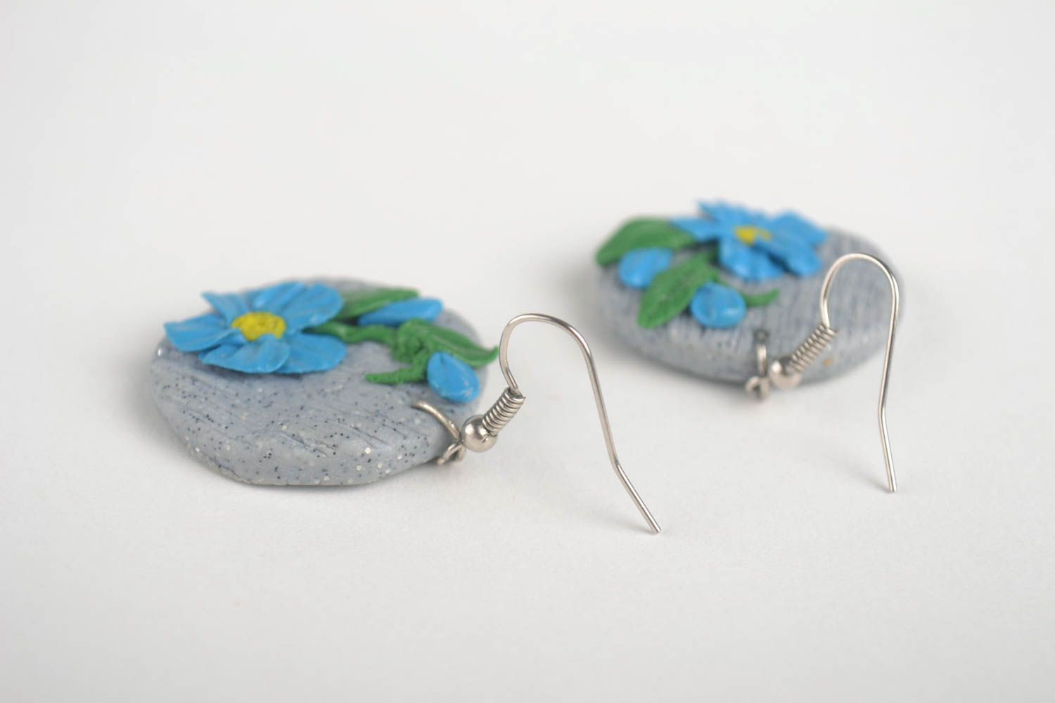 Handmade zarte blaue Blumen Ohrringe Designer Schmuck Accessoires für Frauen foto 4