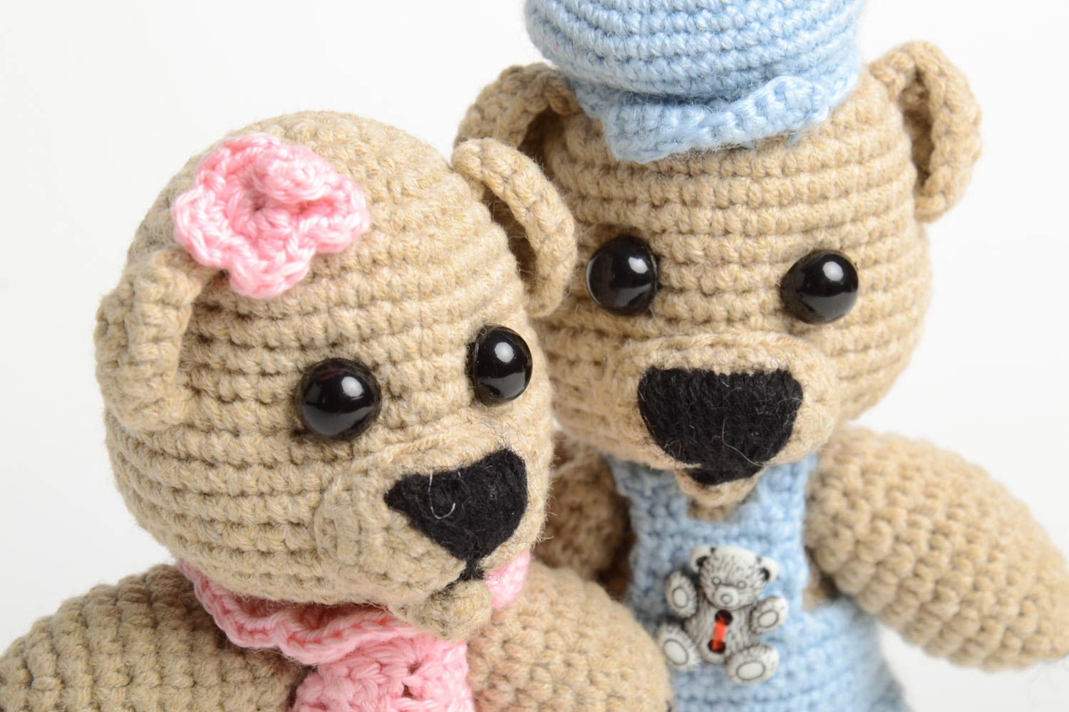 Handmade children toys bear couple crocheted soft figurines present for children photo 4