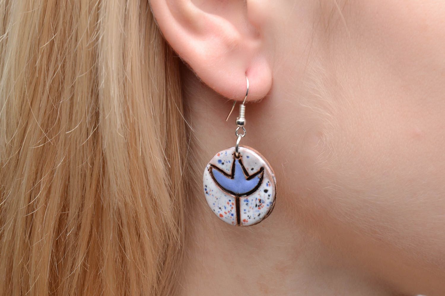 Ceramic earrings in ethnic style photo 2