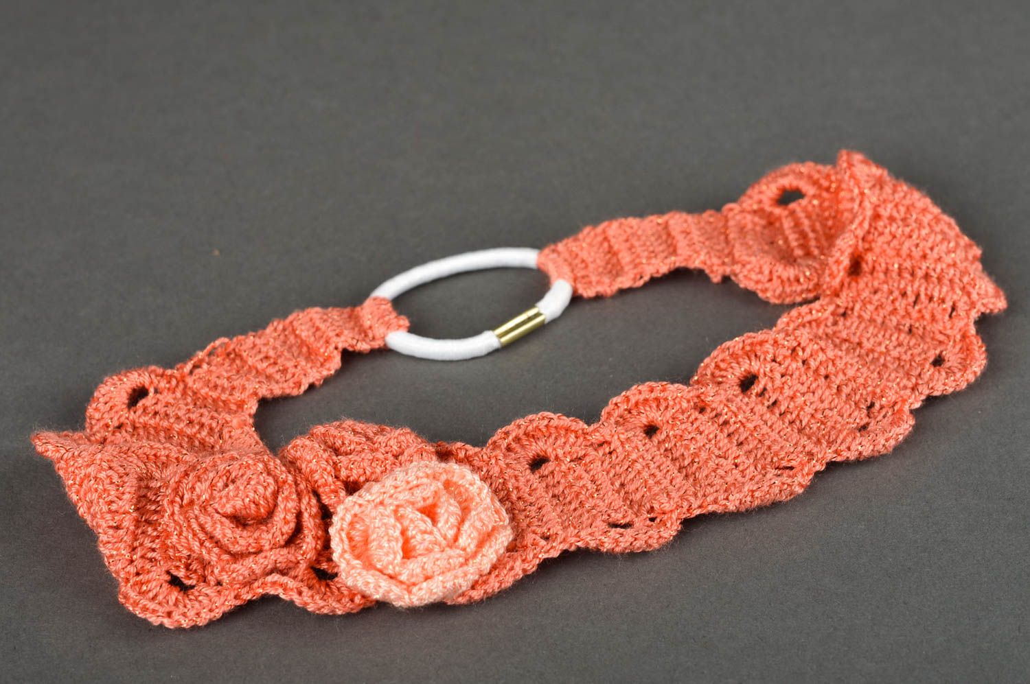 Banda para el cabello hecha a mano naranja regalo para niñas accesorio tejido foto 4