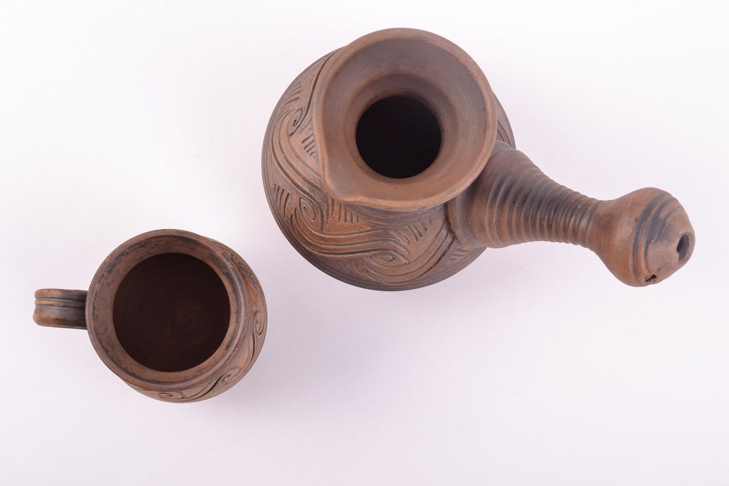 Conjunto de vajilla de cerámica cezve para café y taza artesanales 400 y 150 ml foto 4
