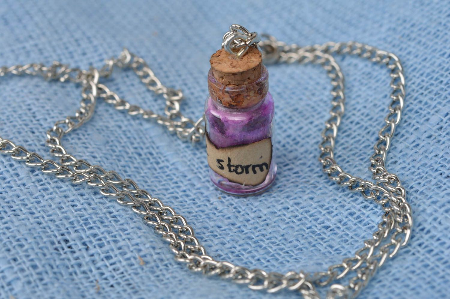 Vial necklace handmade bottle charm glass jewelry for women gift for girlfriend photo 2
