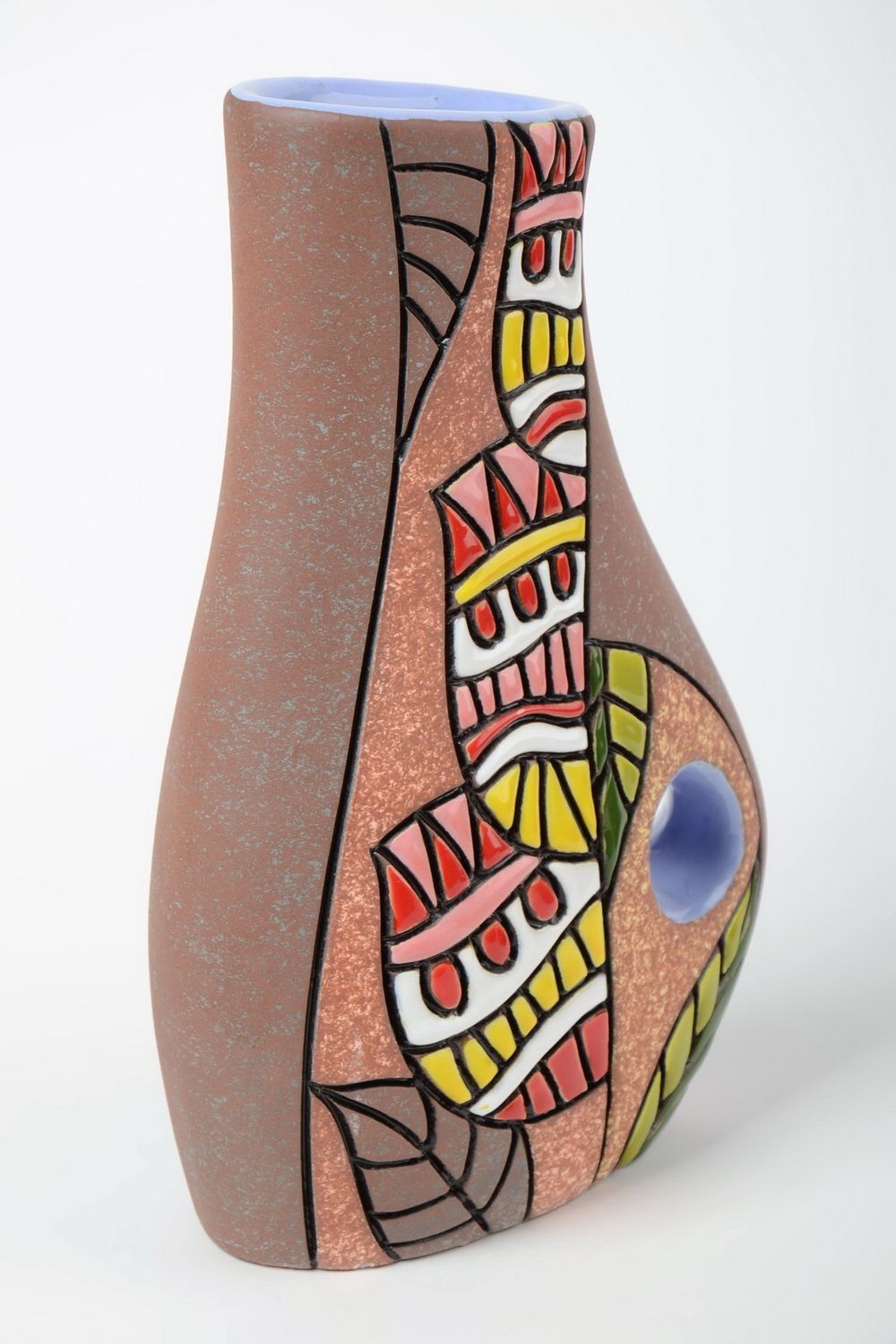 Vase peint de pigments en demi-porcelaine fait main design original 2 l photo 2