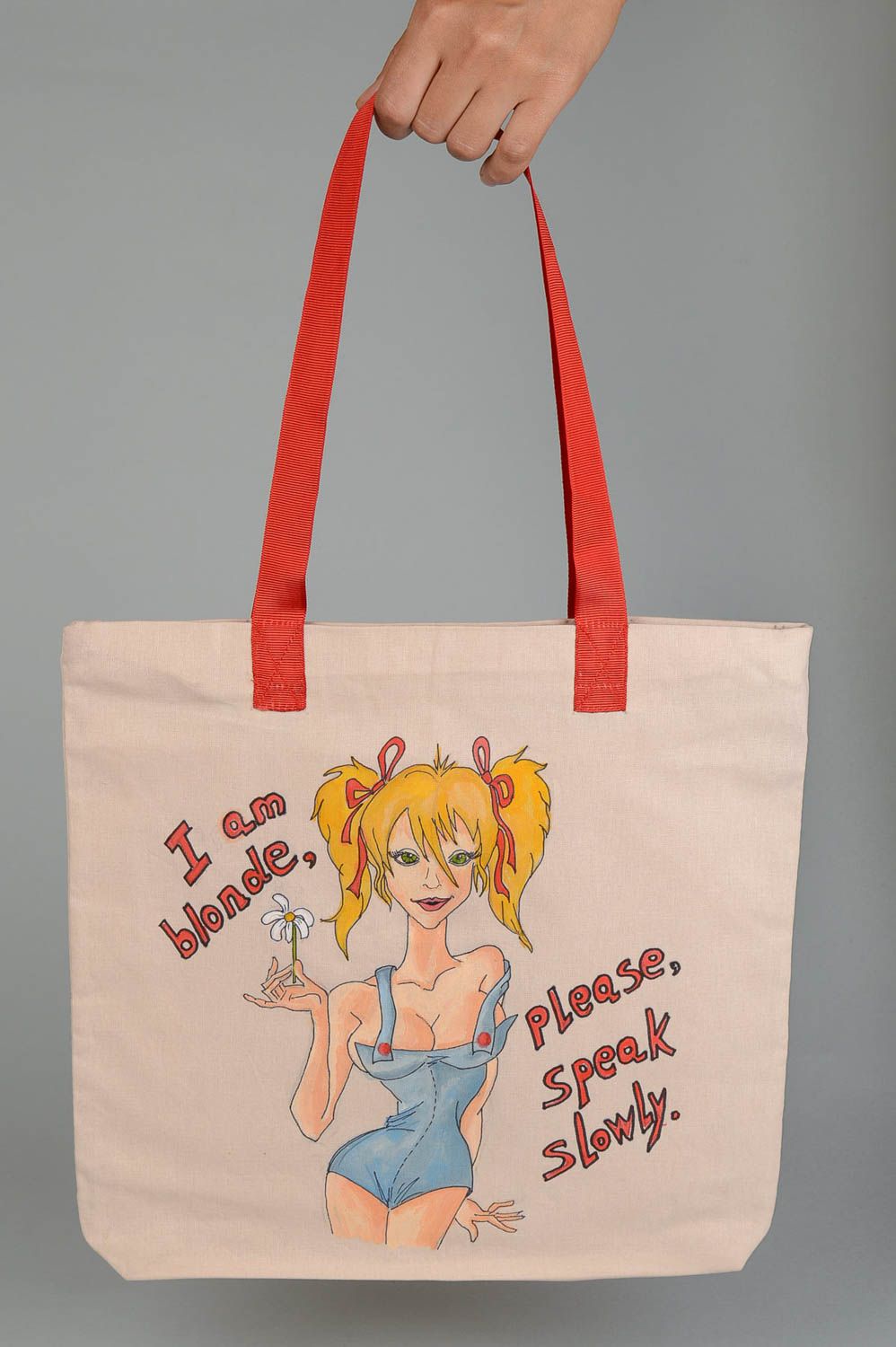 Сумка ручной работы сумка с рисунком девушки блондинки расписная женская сумка фото 5