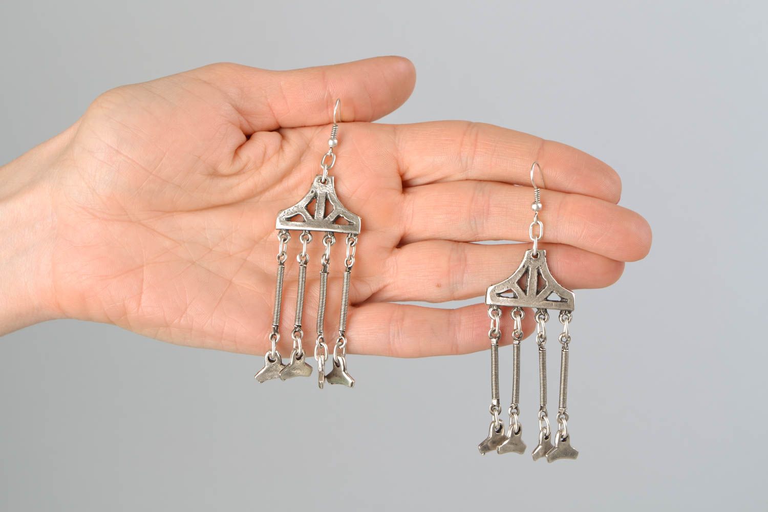 Ethnic metal hoop earrings Laima photo 2