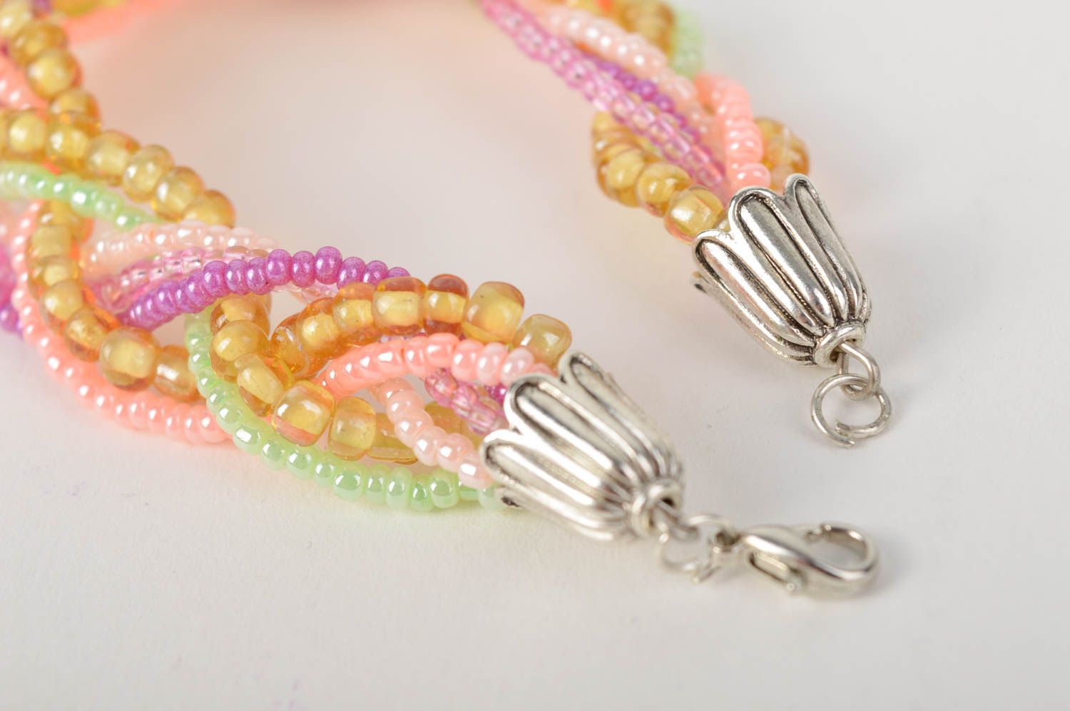 Bracelet perles rocaille Bijou fait main tresse multicolore Accessoire femme photo 4
