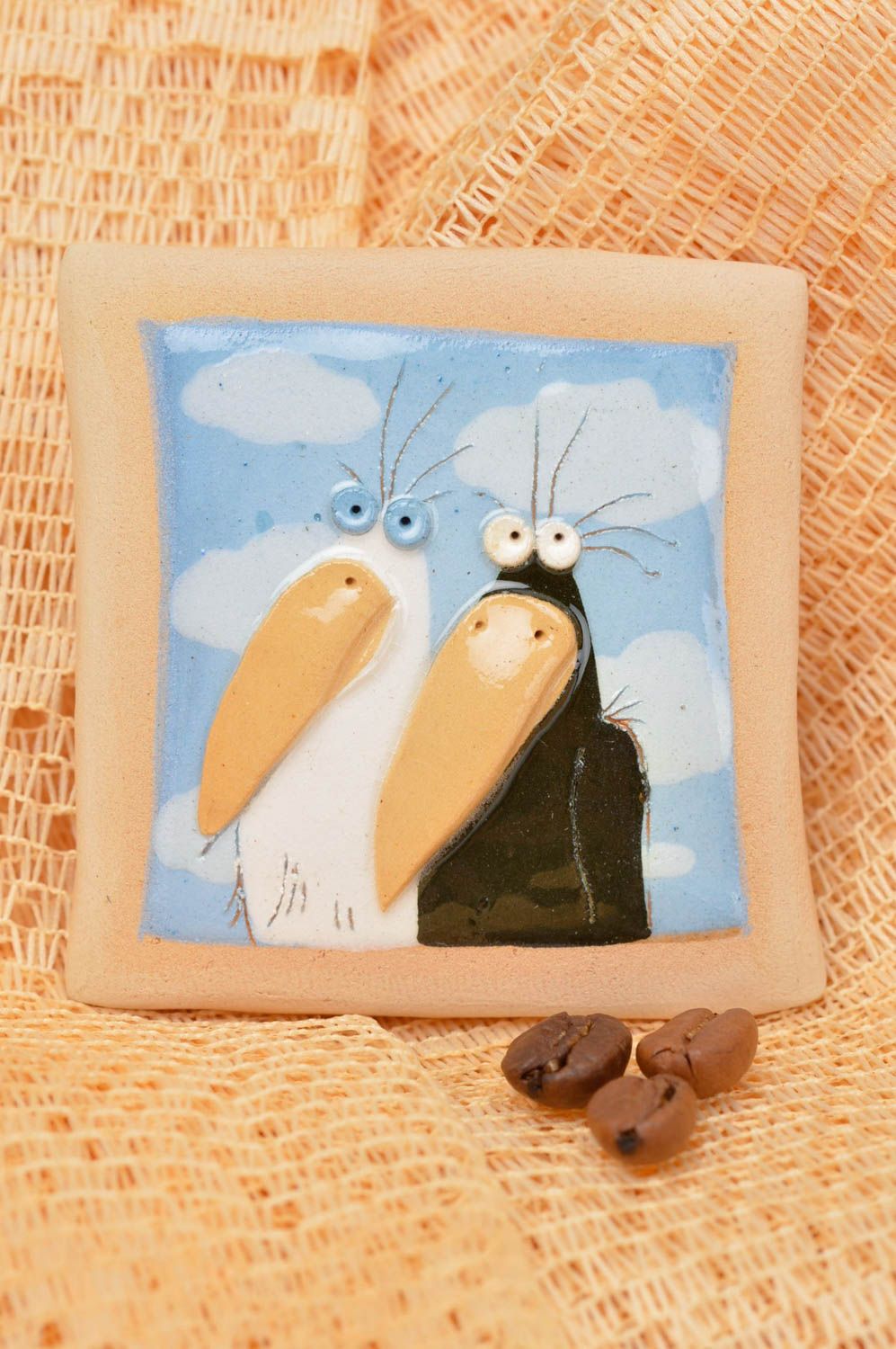 Fridge magnet made of clay handmade home souvenir stylish fridge magnet photo 1