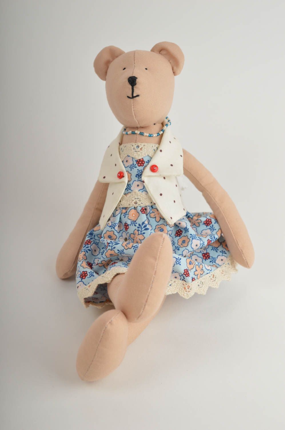 Jouet ours en robe Peluche faite main décorative en textile Cadeau pour fille photo 2