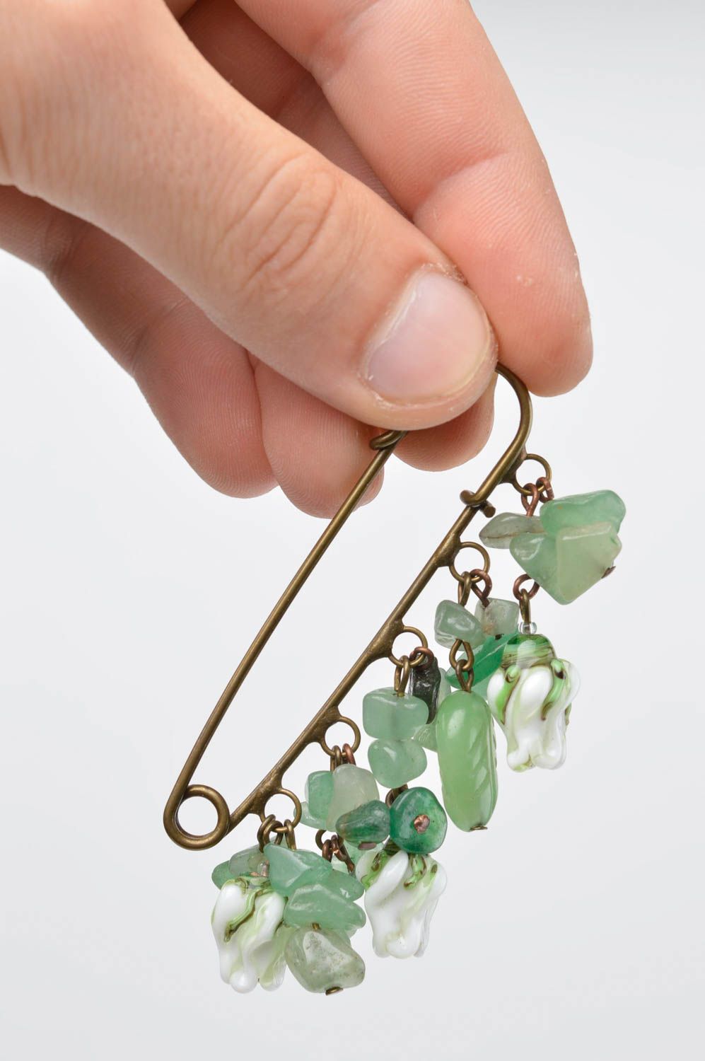 Handmade designer brooch green elegant brooch stylish accessory female gift photo 3