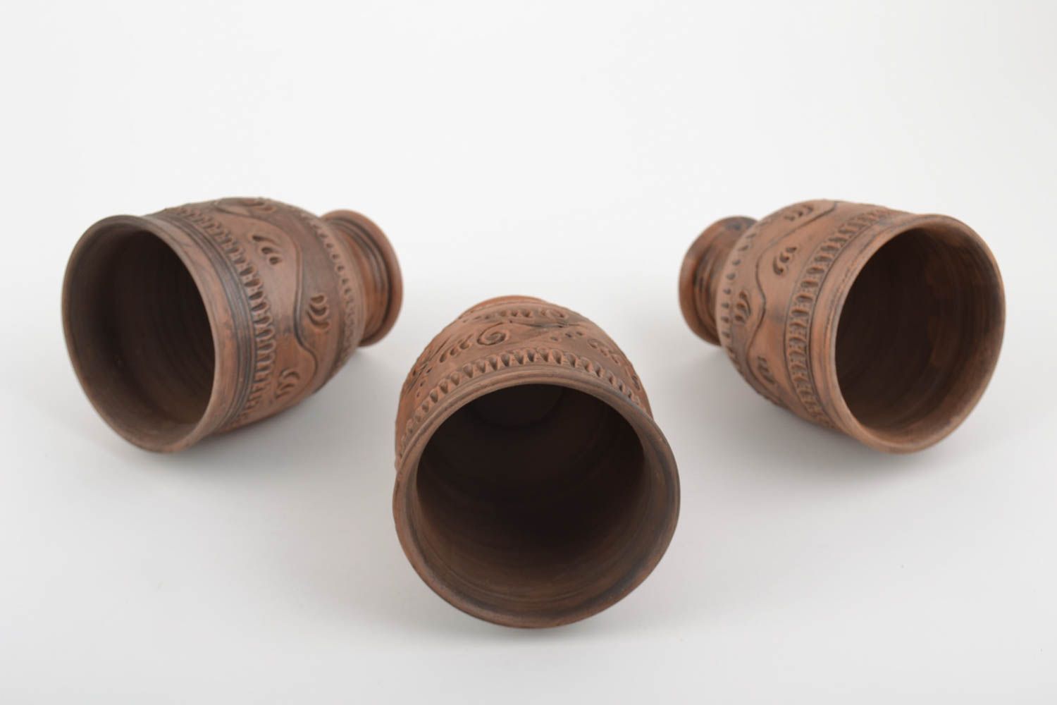 Beautiful handmade designer ceramic goblets set 3 pieces 250 ml each photo 4