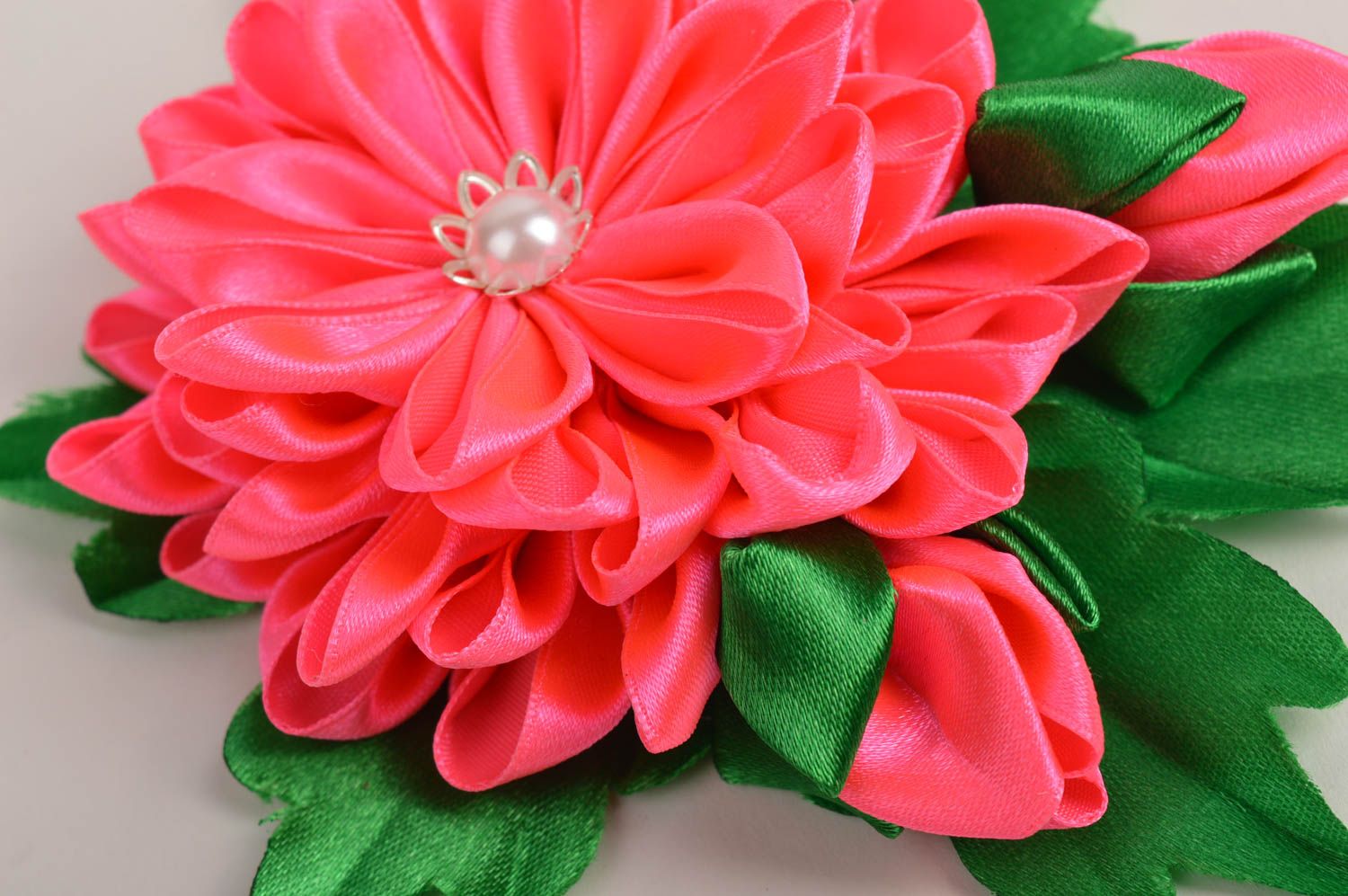 Unusual handmade textile flower DIY jewelry making ideas kanzashi flower photo 4