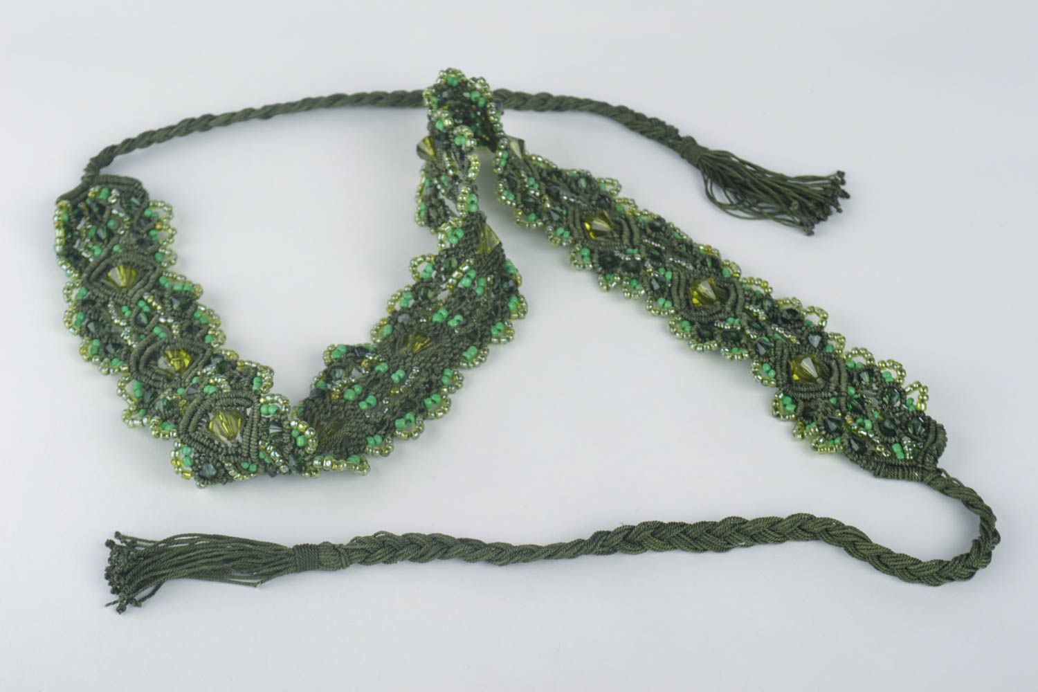 Handmade geflochtener Gürtel grün Accessoires für Frauen Damen Gürtel  foto 4
