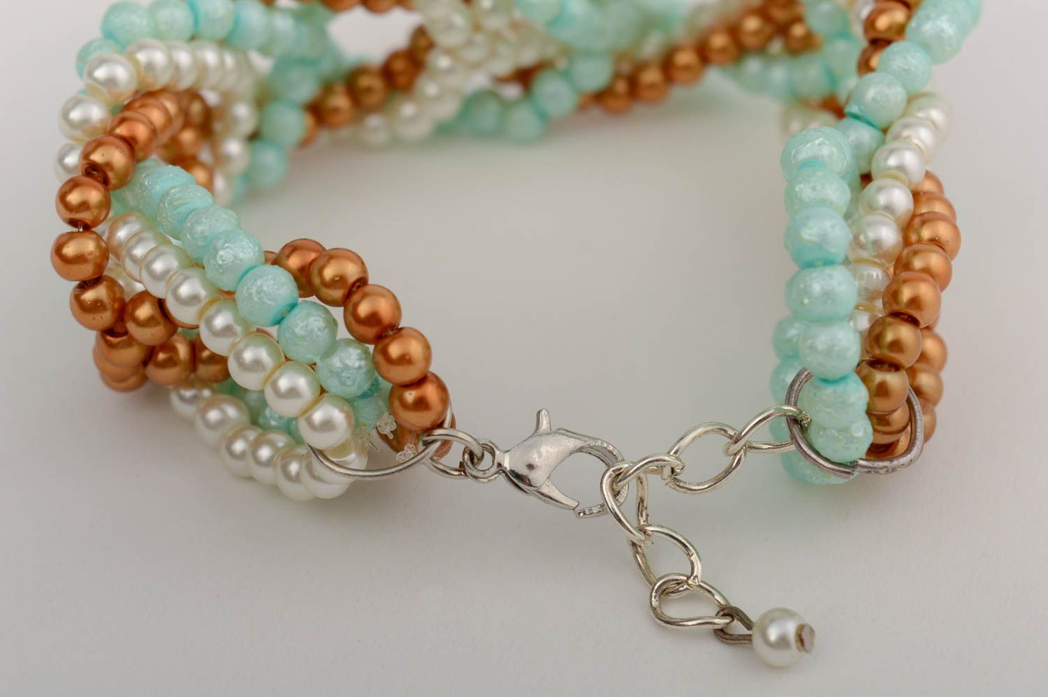 Bracelet tressé en perles céramiques pastel fait main original à la mode photo 3