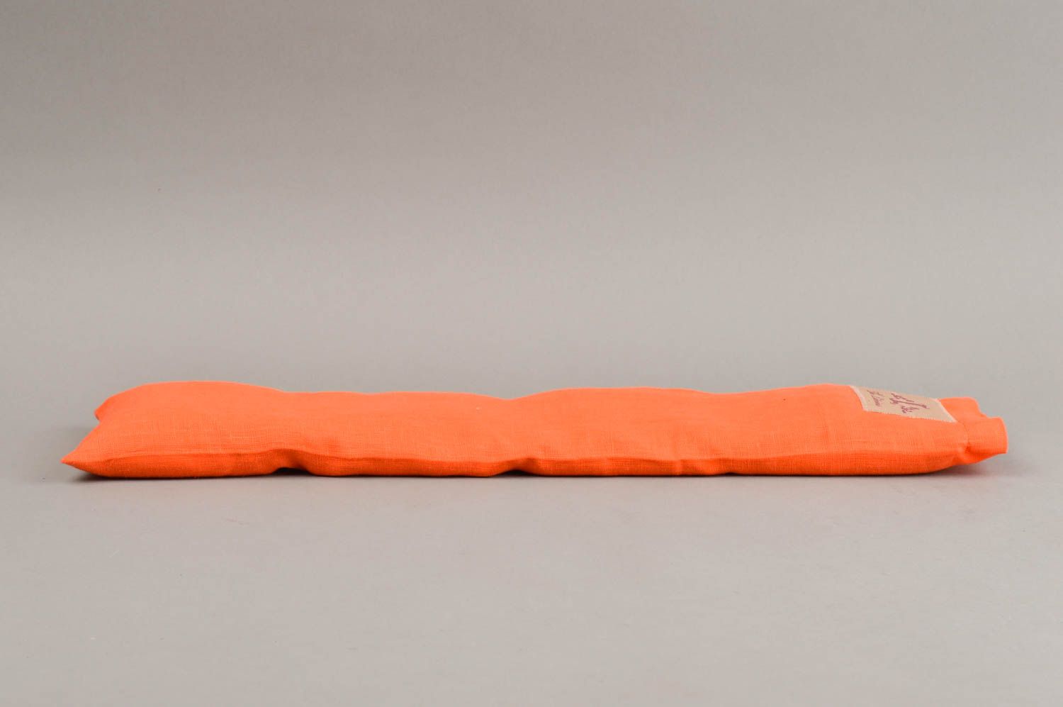 Calentador artesanal de tela anaranjada almohada de semillas regalo original foto 3