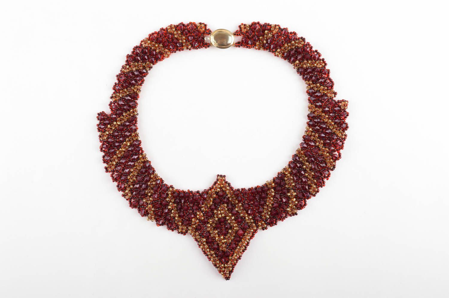 Колье из бисера украшение ручной работы красное вечернее ожерелье из бисера фото 2