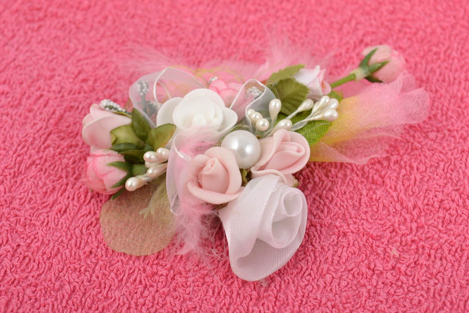 Handmade brooch designer brooch flower boutonniere unusual wedding accessory photo 1