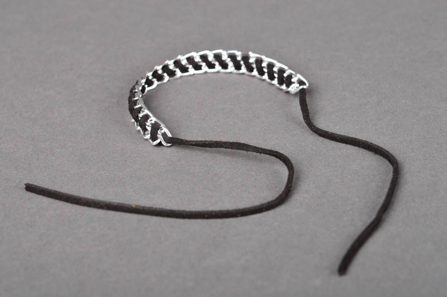 Handmade thin black bracelet unusual designer bracelet elegant accessory photo 5