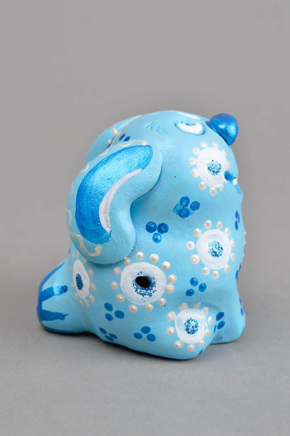 Керамика ручной работы заяц голубой свистулька из глины керамическая свистулька фото 3