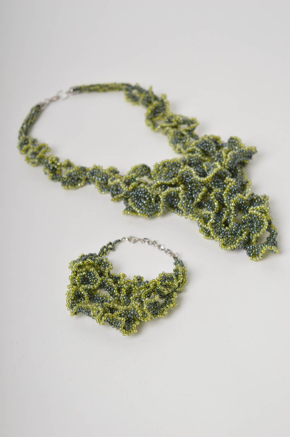 Handmade jewelry set beaded necklace beaded bracelet designs gift ideas photo 2