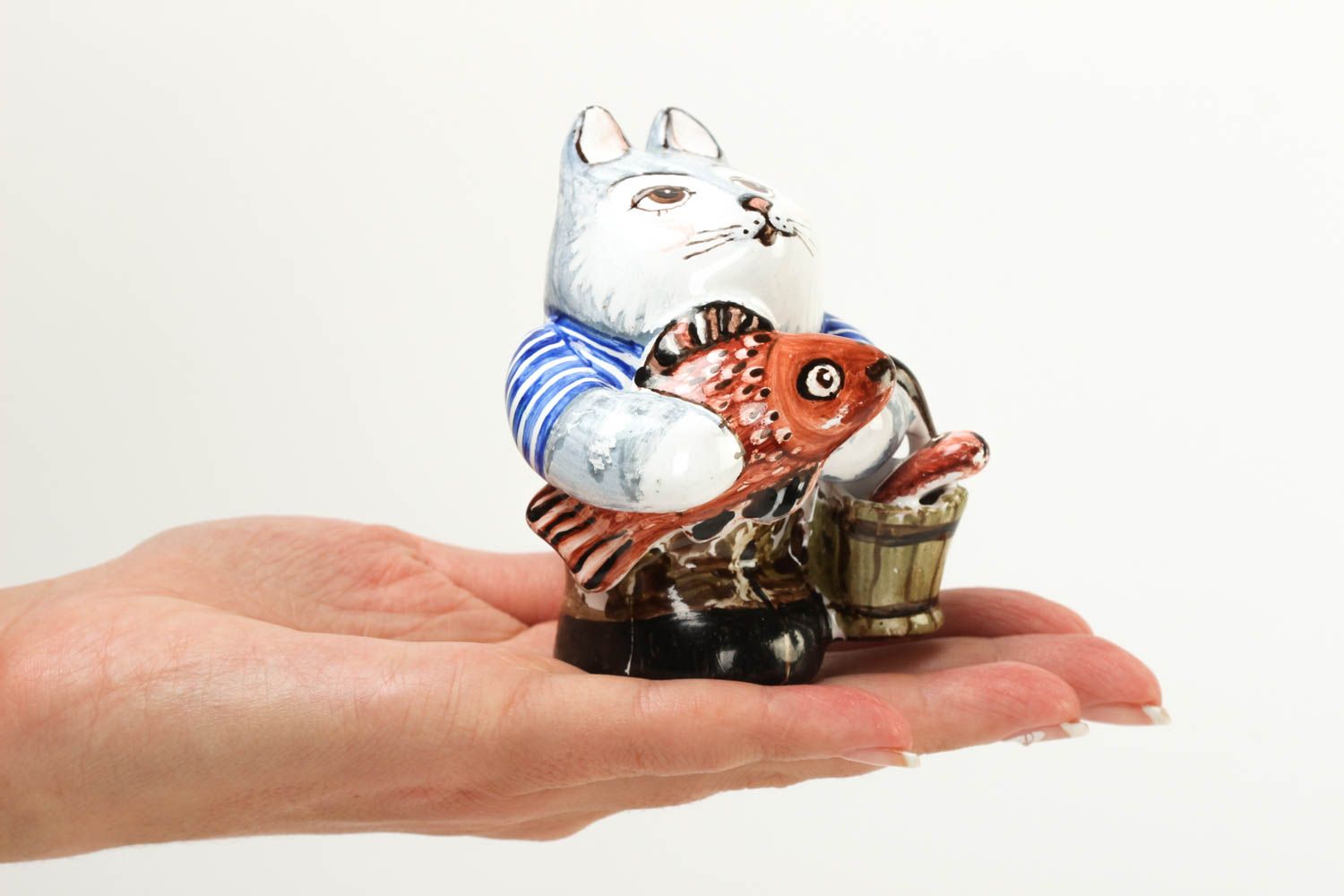 Figur aus Ton handmade Deko ausgefallenes Geschenk Katze Figur Keramik foto 5