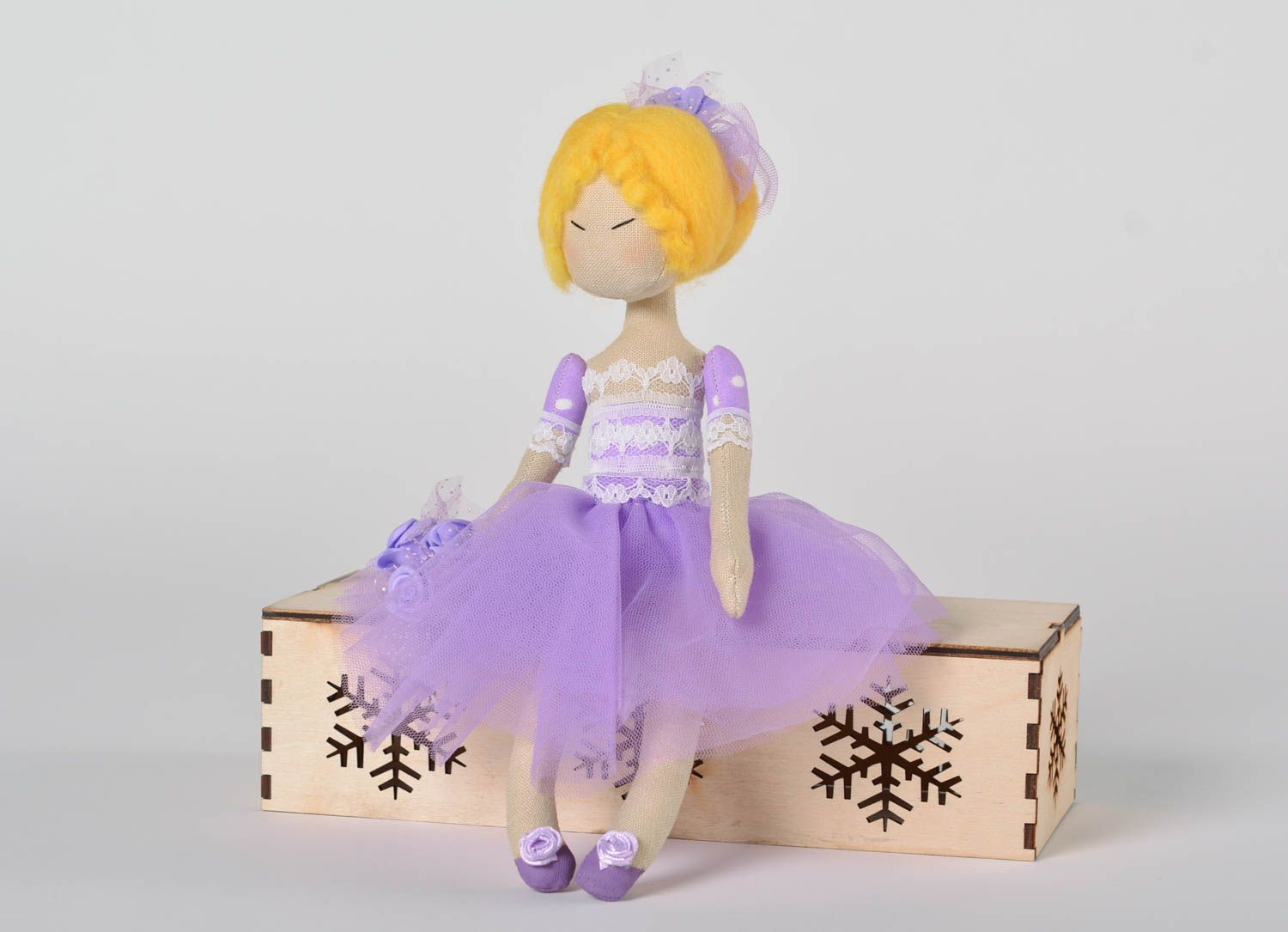 Handmade fabric doll decorative stuffed toy present for baby nursery decor photo 1