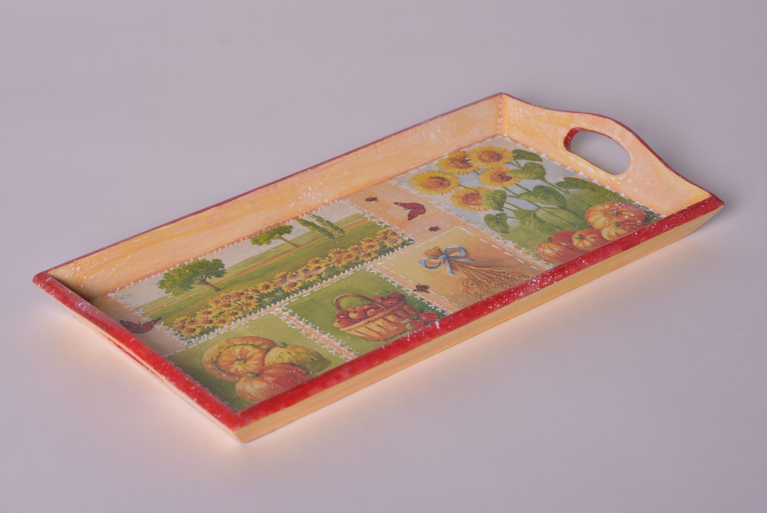 Tablett aus Holz handmade Tablett quadratisch bemalt Küche Geschirr originell foto 2