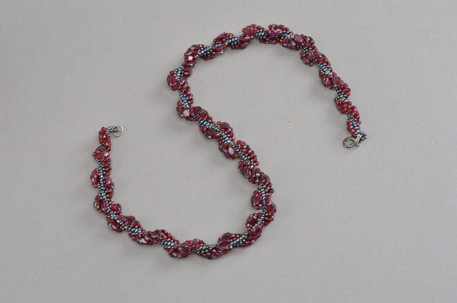 Handmade necklace with garnet beads jewelry with natural stones for women photo 4