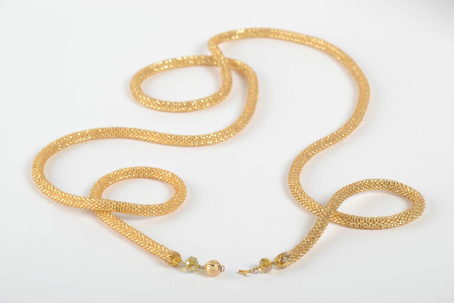 Sautoir en perles de rocaille Bijou fait main couleur d'or Cadeau pour femme photo 4