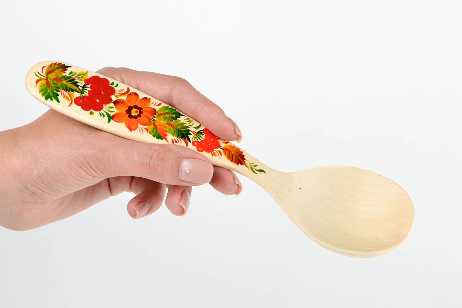 Cuchara de madera decorada hecha a mano utensilio de cocina accesorio de cocina foto 2