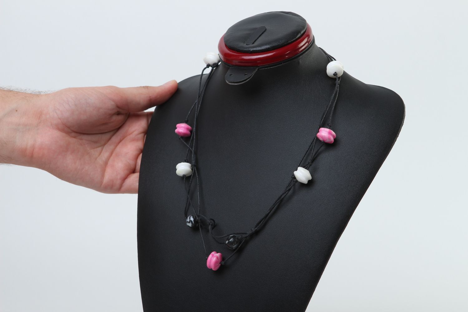 Collier multirang Bijou fait main cordons perles en pâte polymère cadeau femme photo 2