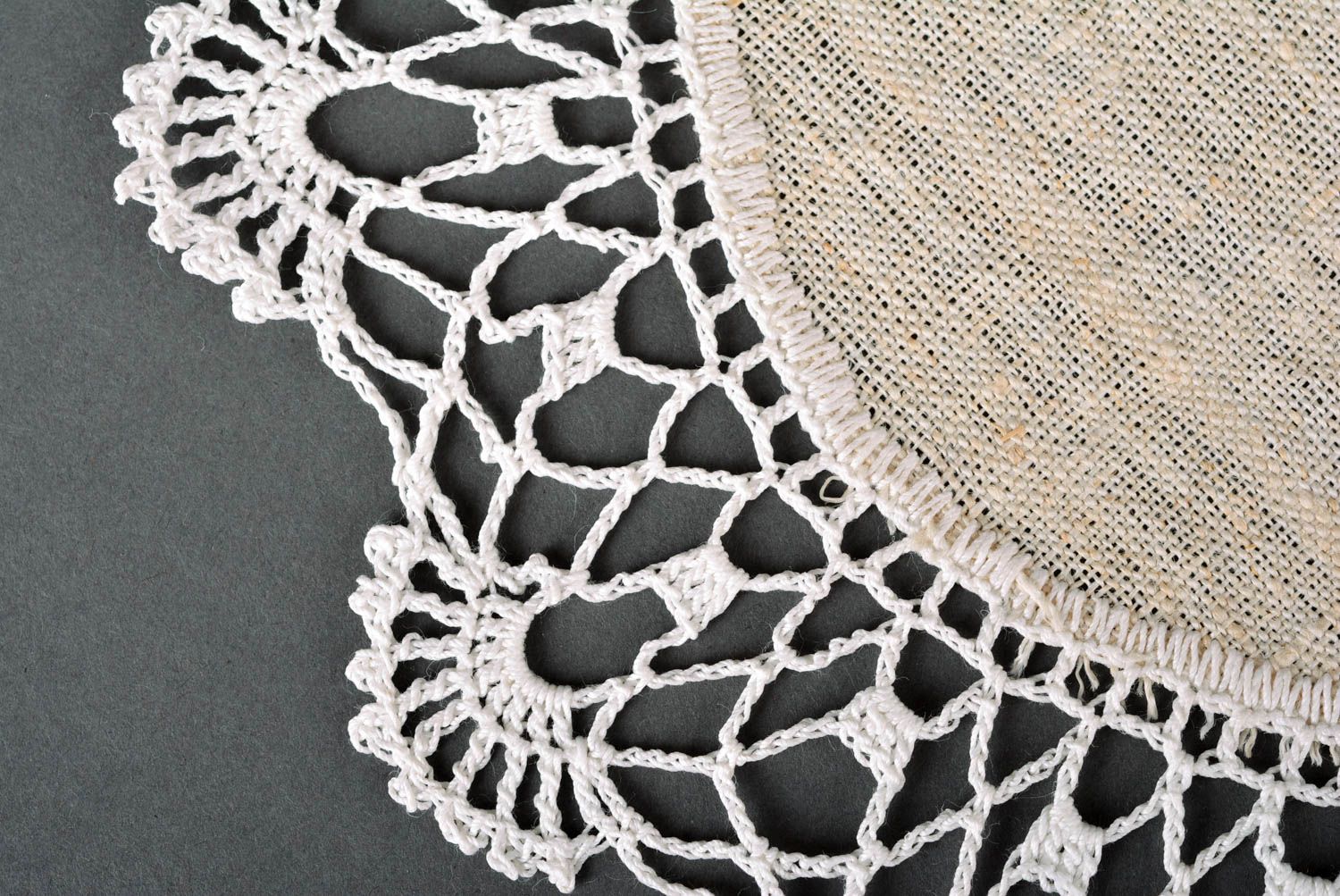 Handmade designer openwork napkin stylish crocheted textile kitchen accessories photo 3
