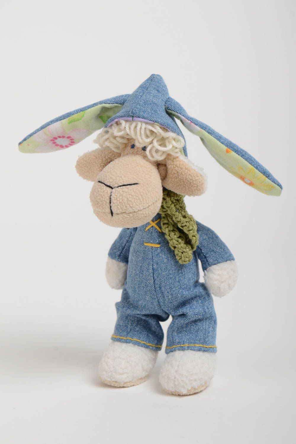 Small handmade soft toy made of felt and jeans unusual for kids photo 2