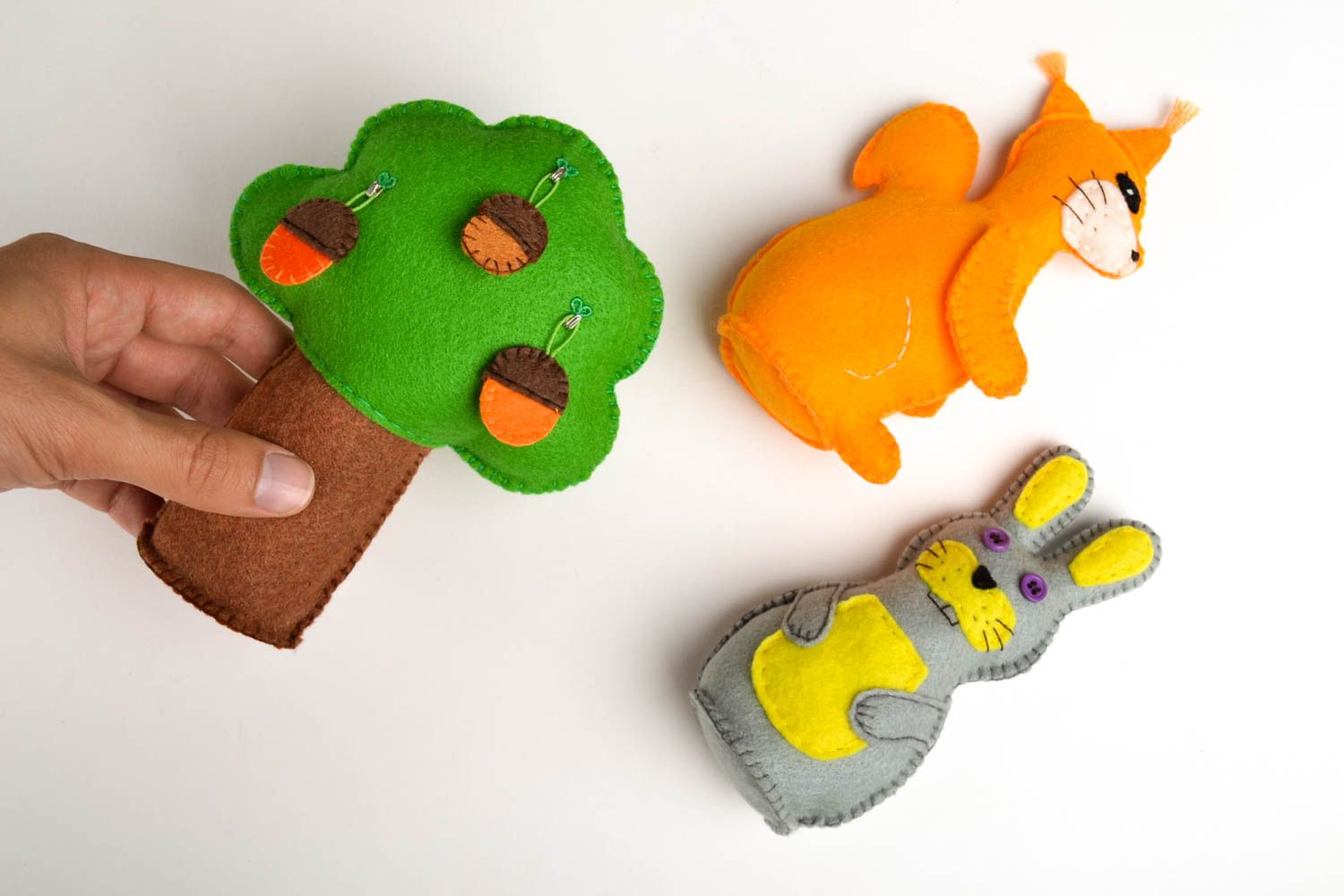 Peluches enfant faites main 3 Jouets design écureuil lapin chêne Cadeau original photo 5
