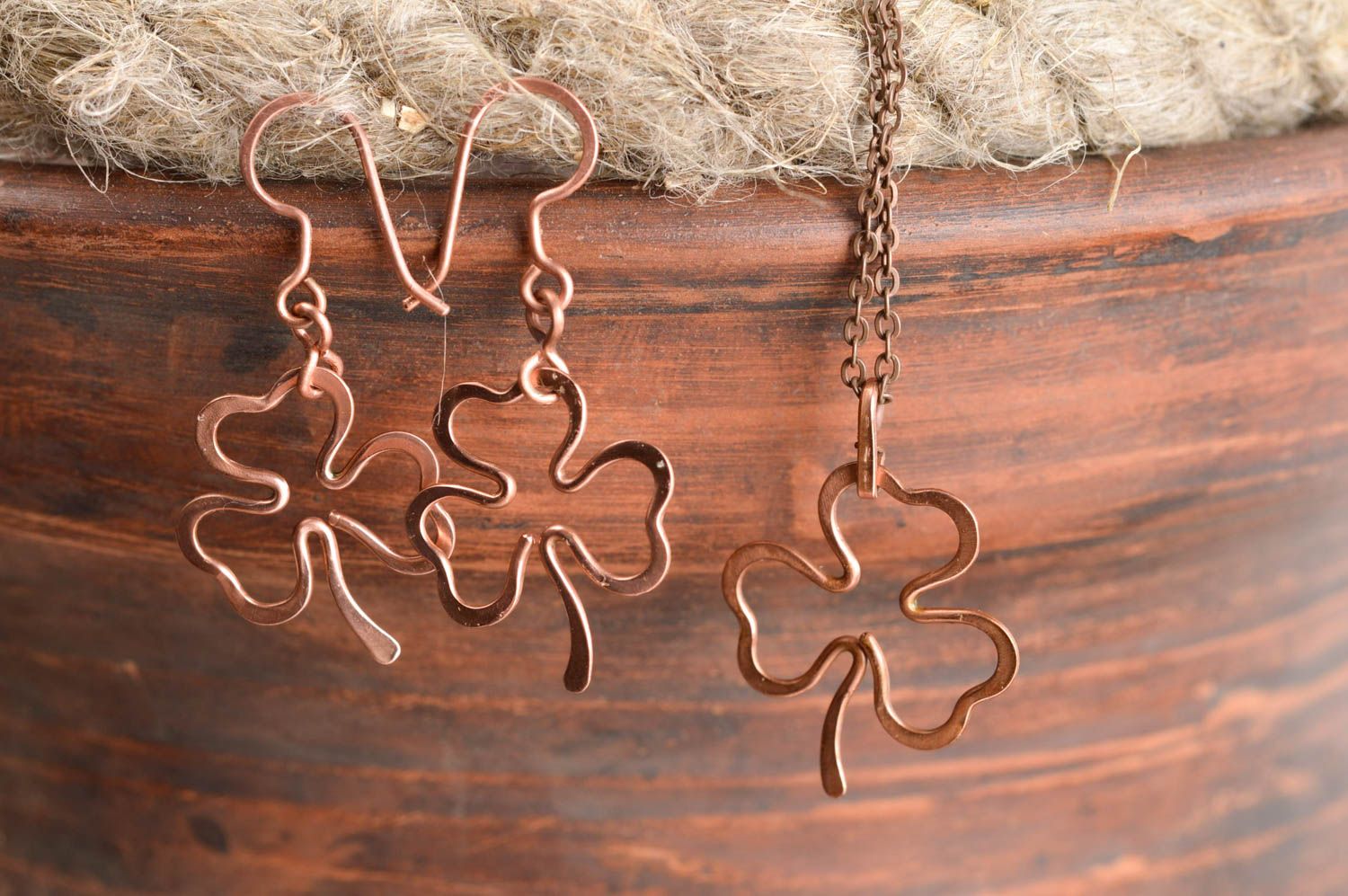 Handmade earrings copper bijouterie handmade pendant ethnic earrings for women photo 1