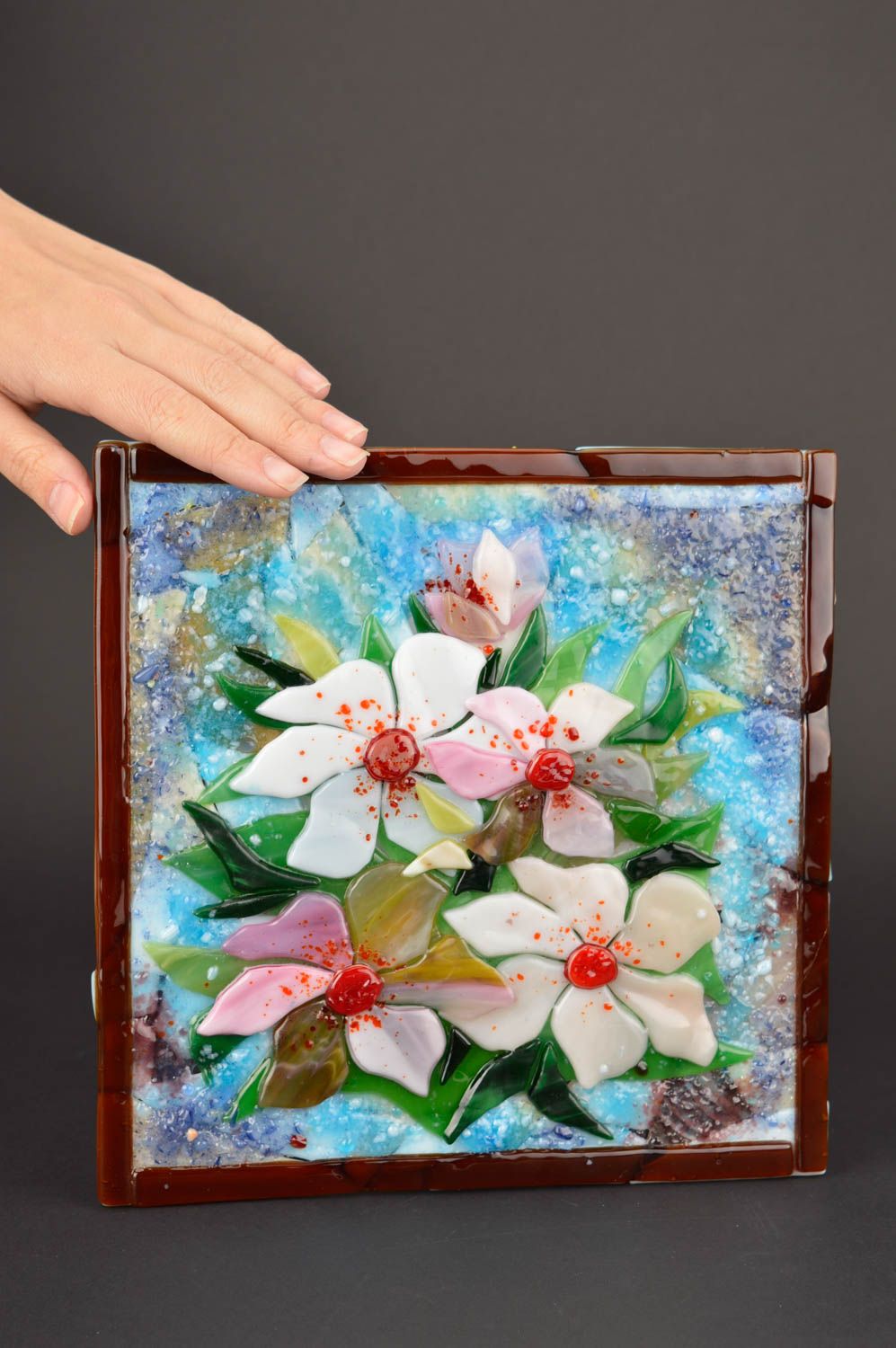 Handgefertigt Wandbild Glas moderner Dekorartikel originelles Geschenk foto 1