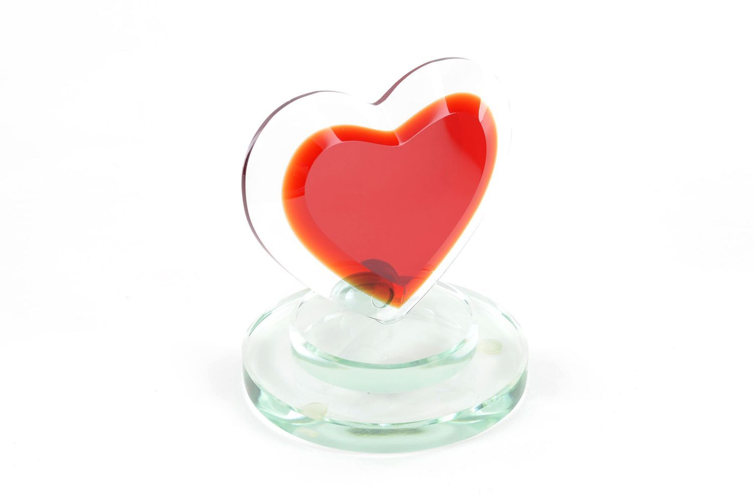 Deko aus Glas handmade Deko Glas Figur  originelles Geschenk Herz mit Ständer foto 3