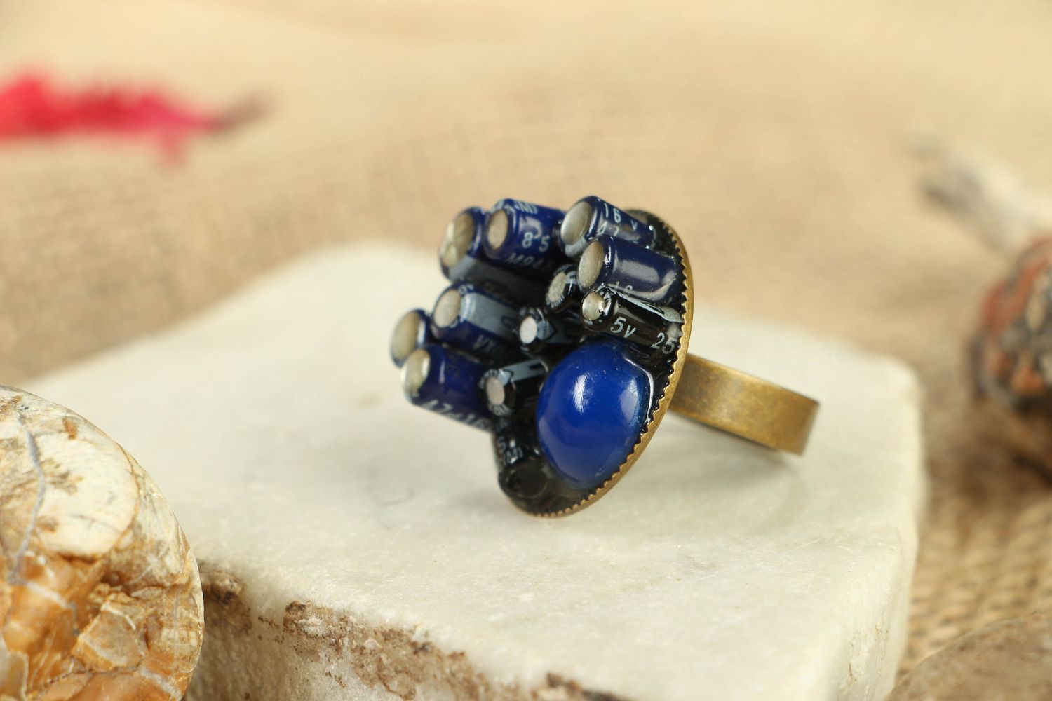 Blue metal ring in cyberpunk style photo 5