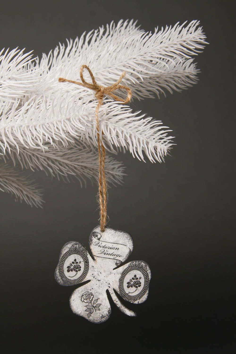 Décoration du sapin de Noël faite main trèfle gris Décoration Nouvel An photo 1