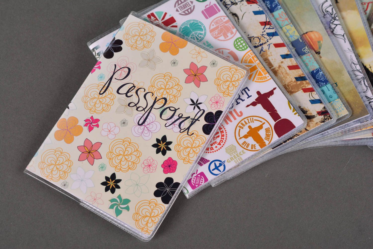 Unusual handmade passport cover with flower print designer accessories photo 1