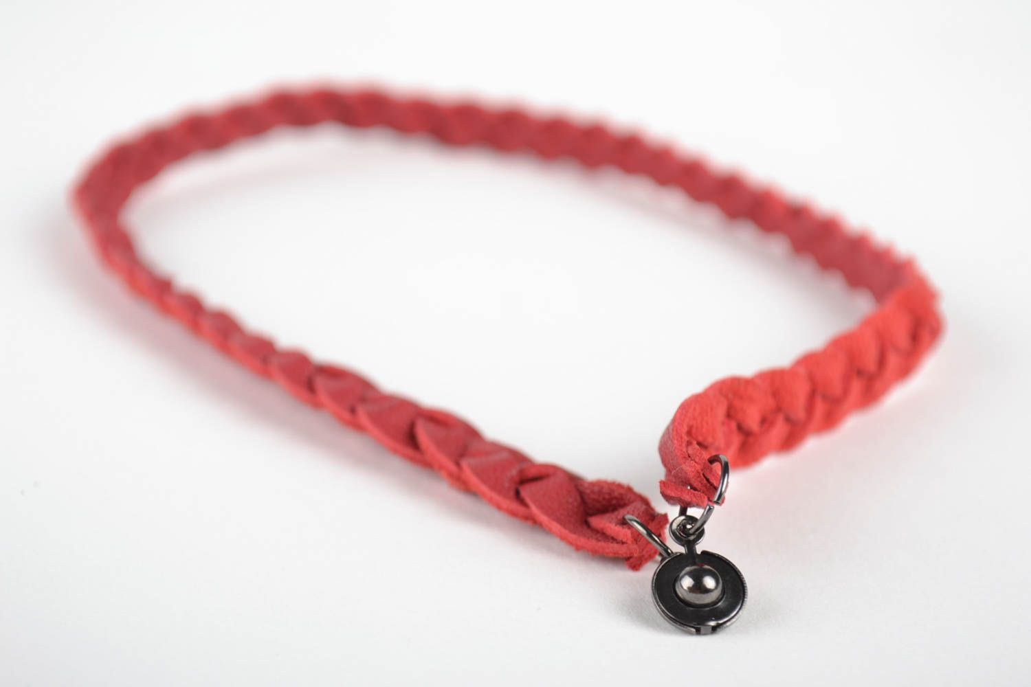 Handmade Leder Collier Modeschmuck Halskette Geschenk für Frauen rot eng foto 4