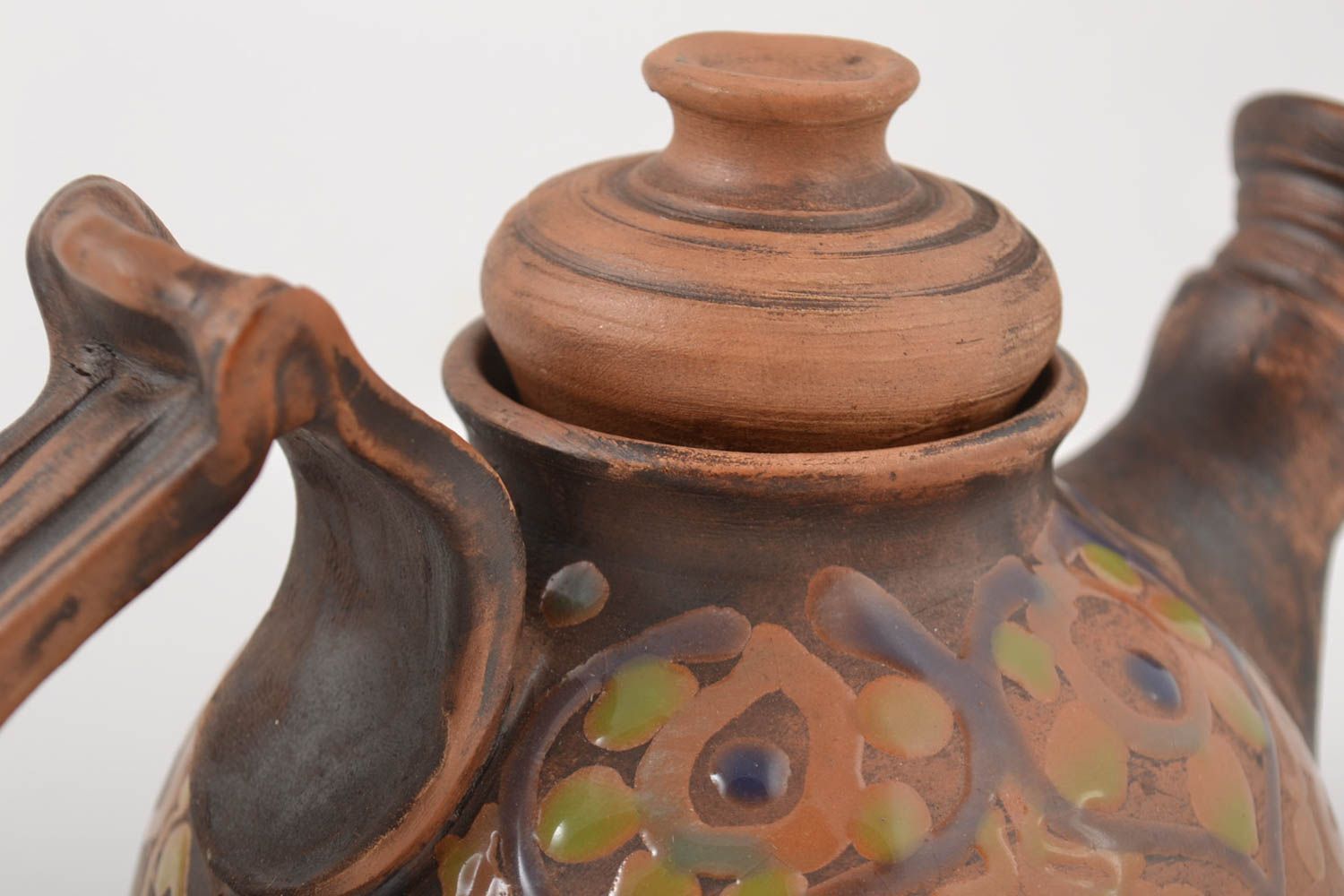 Глиняный заварочный чайник ручной работы посуда для чая посуда из керамики фото 2