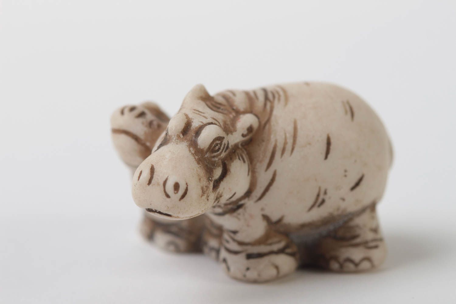 Figurine décorative faite main Petite statue de hippopotame Déco maison photo 2