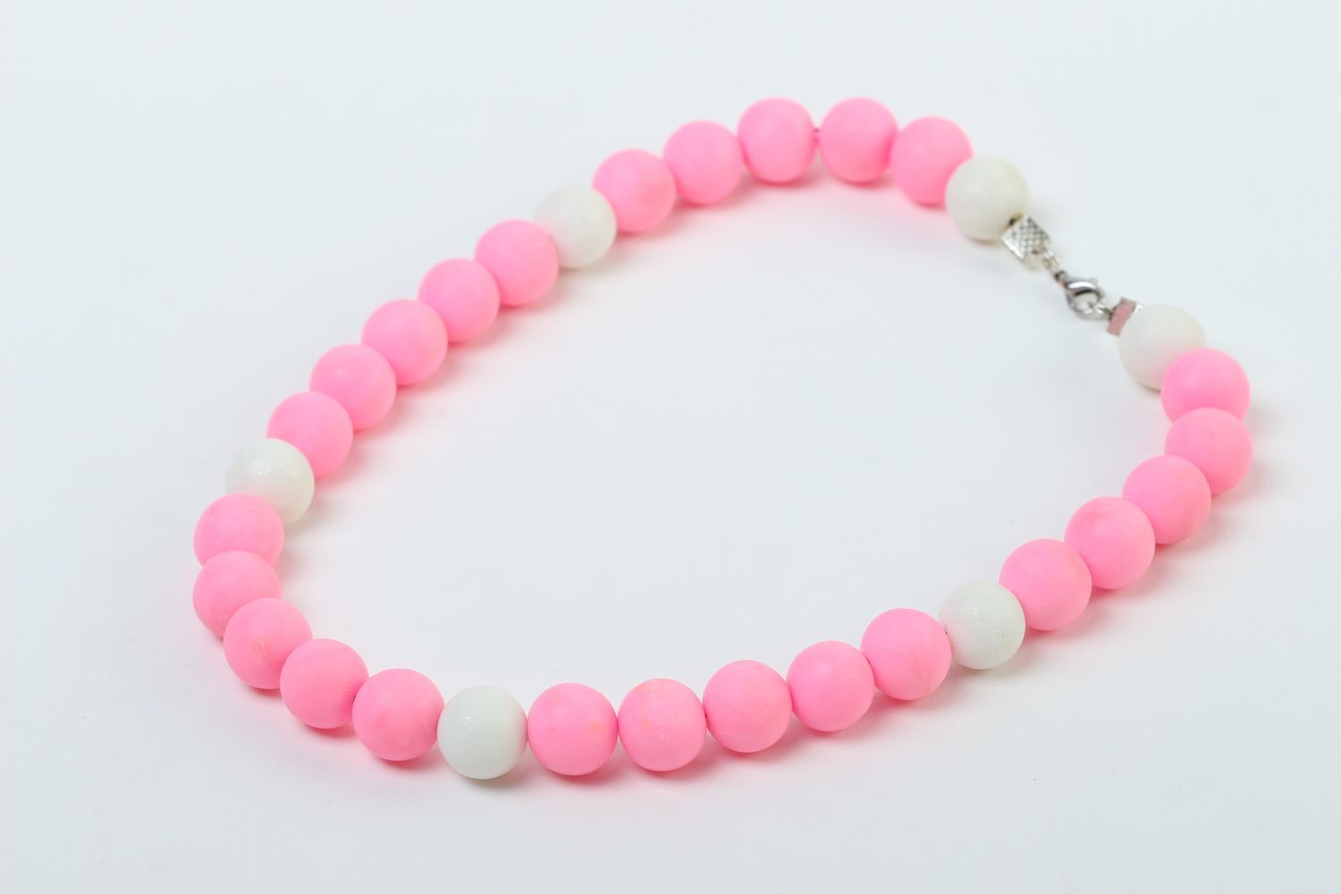 Collier rose Bijou fait main perles en pâte polymère Cadeau pour femme photo 3